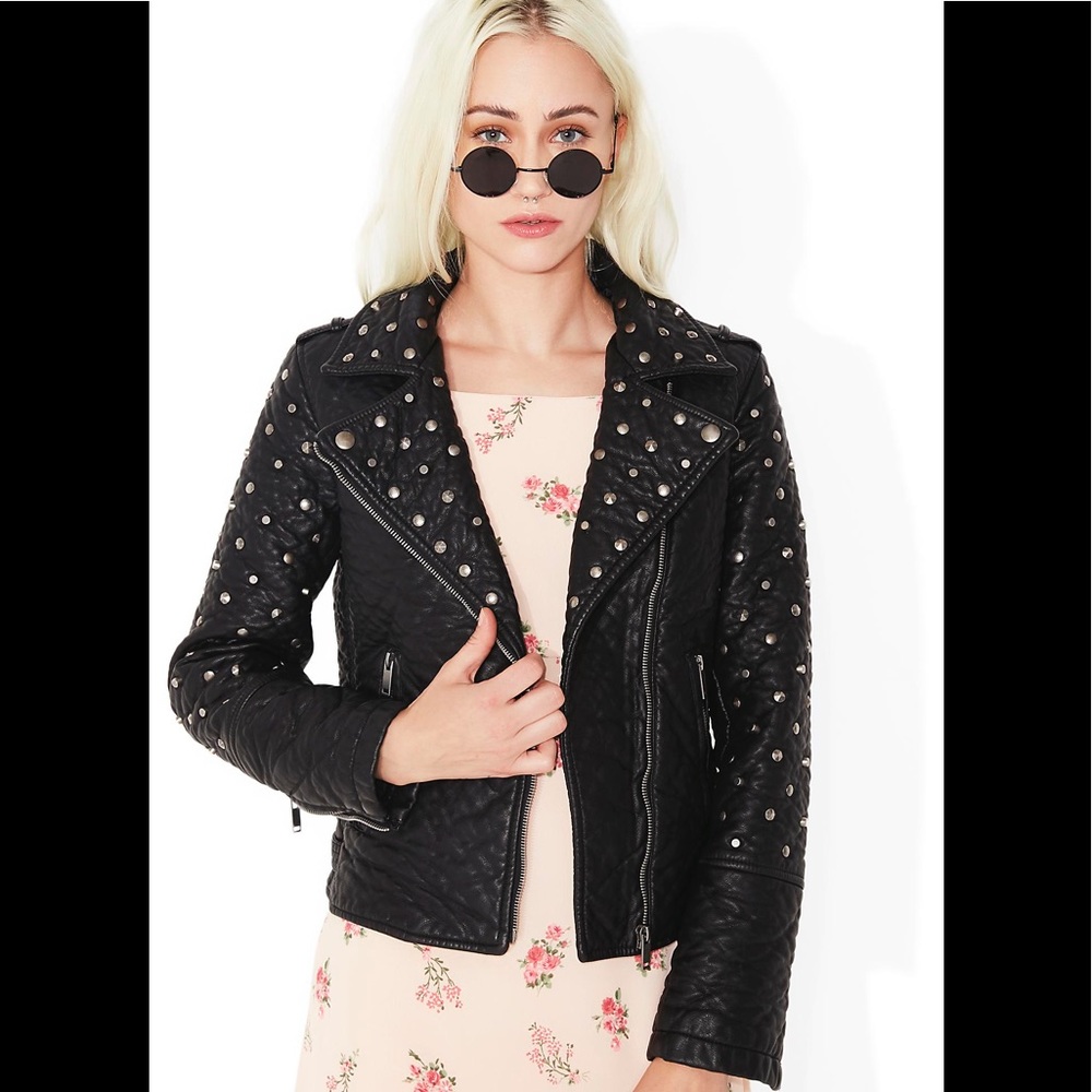 Dolls Kill Glamorous On the Edge Stud Moto Jacket